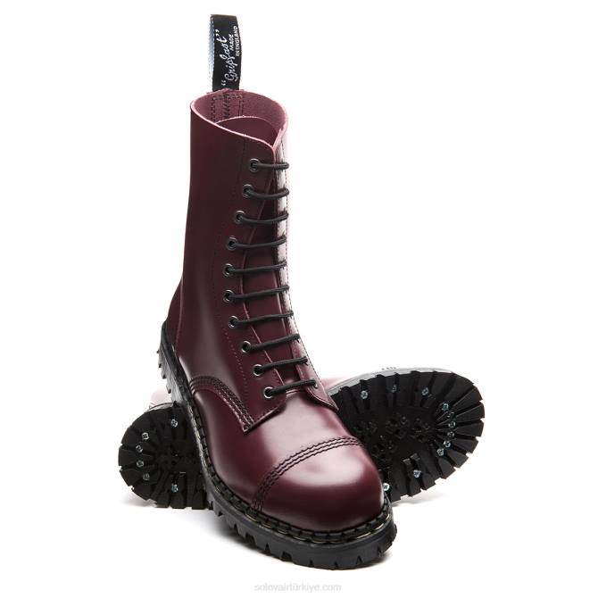 Solovair Oxblood Hi-shine 10 Gözlü çelik Burunlu Derby Botu Erkekler F4d4118 - Image 3
