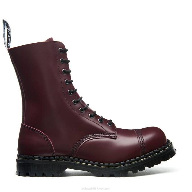 Solovair Oxblood Hi-shine 10 Gözlü çelik Burunlu Derby Botu Erkekler F4d4118 - Image 1