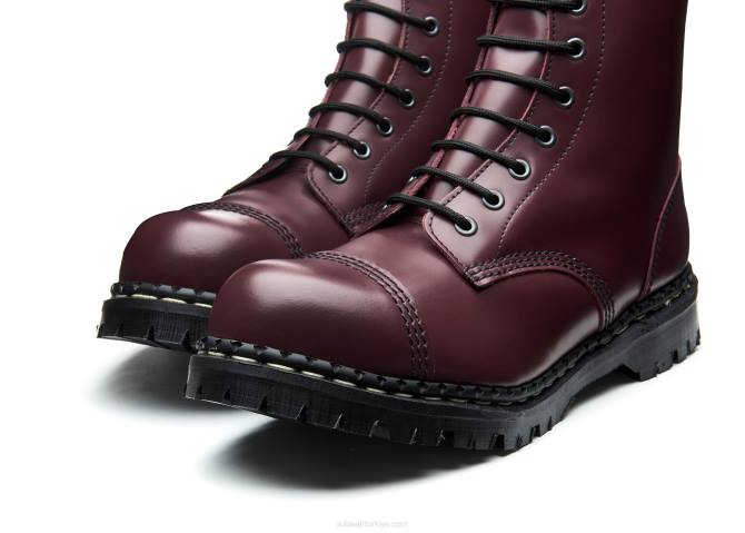 Solovair Oxblood Hi-shine 10 Gözlü çelik Burunlu Derby Botu Kadınlar F4d4324 - Image 4