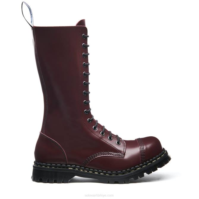 Solovair Oxblood Hi-shine 14 Gözlü çelik Burunlu Derby Botu Erkekler F4d4129 - Image 1