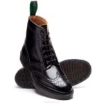 Solovair Siyah Hi-shine 6 Gözlü Brogue çizme Erkekler F4d420 - Image 3